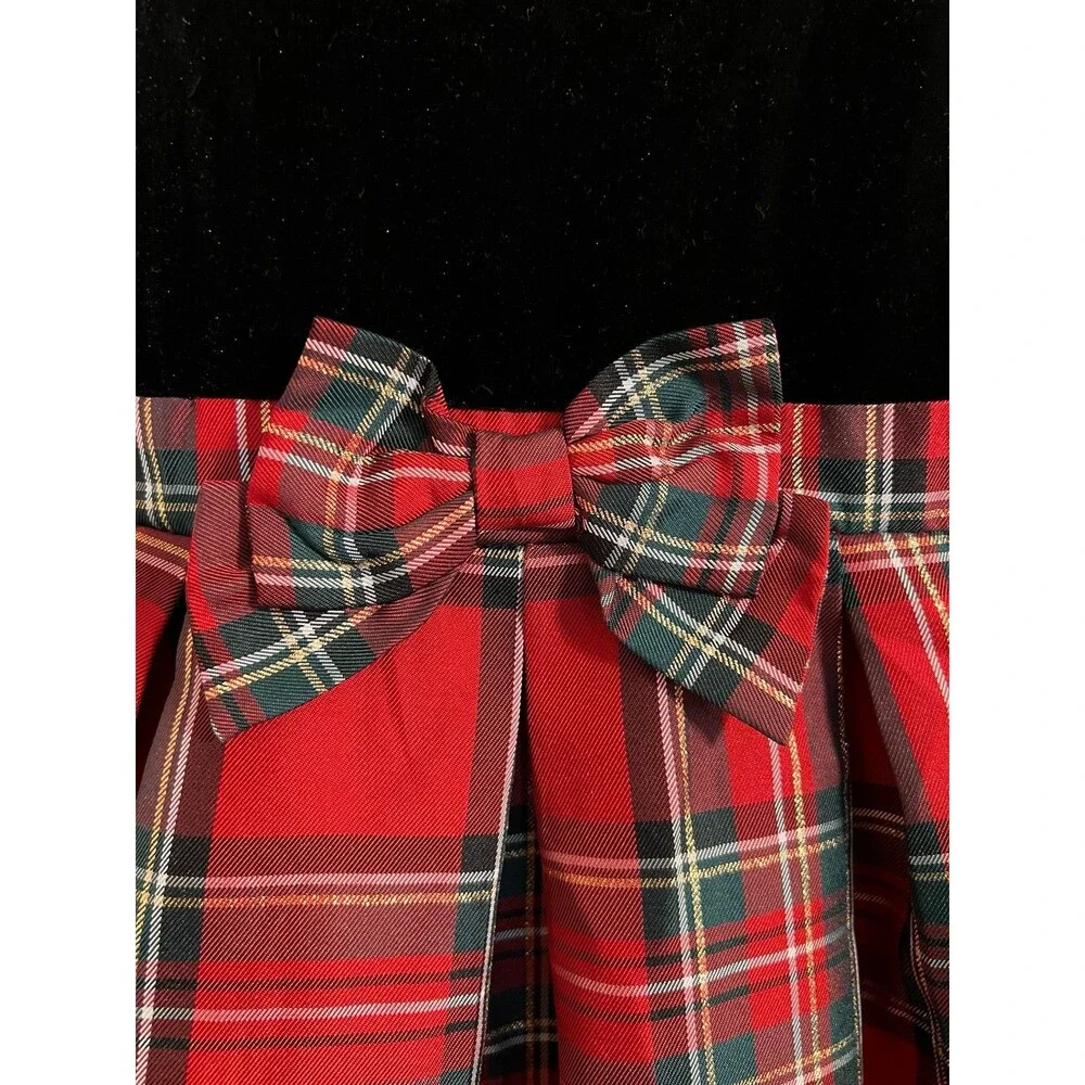The Children's Place Girls Size 4T Red Plaid Velvet Christmas Holiday Dress